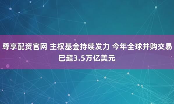 尊享配资官网 主权基金持续发力 今年全球并购交易已超3.5万亿美元