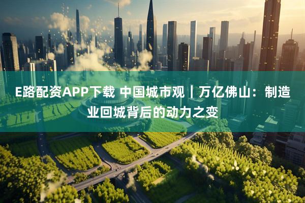 E路配资APP下载 中国城市观｜万亿佛山：制造业回城背后的动力之变